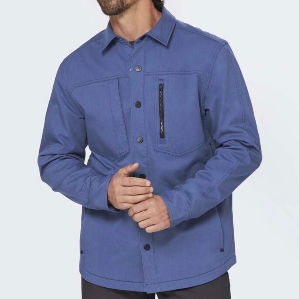 Alaskan Hardgear Mens Blue Long Sleeve Snap Front Utility Shirt Jacket M